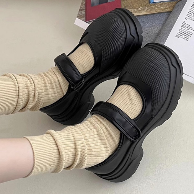 꼼지락 여성용 벨크로 키높이 메리제인 로퍼