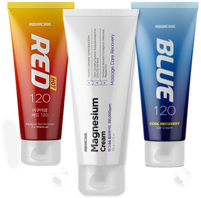 아쿠아쿨 레드 + 블루 + 마그네슘 스포츠 리커버리 젤, 1세트, 3개입