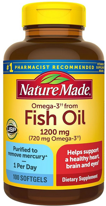 자연산 어유 오메가 보충제 에틸 에스터 1200mg 소프트젤로서의 심장 지지를 위한 EPA DHA 하루 1개 소프트젤 100개, 자연산 어유 오메가 3 보충제, 에틸 에스터 1200m, 100