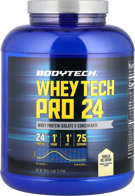 바디테크 BODYTECH Whey Tech Pro 24 Vanilla Ice Cream 5 lbs 2.27 kg, 2267 g, 2.27kg, 1개 - 쿠팡