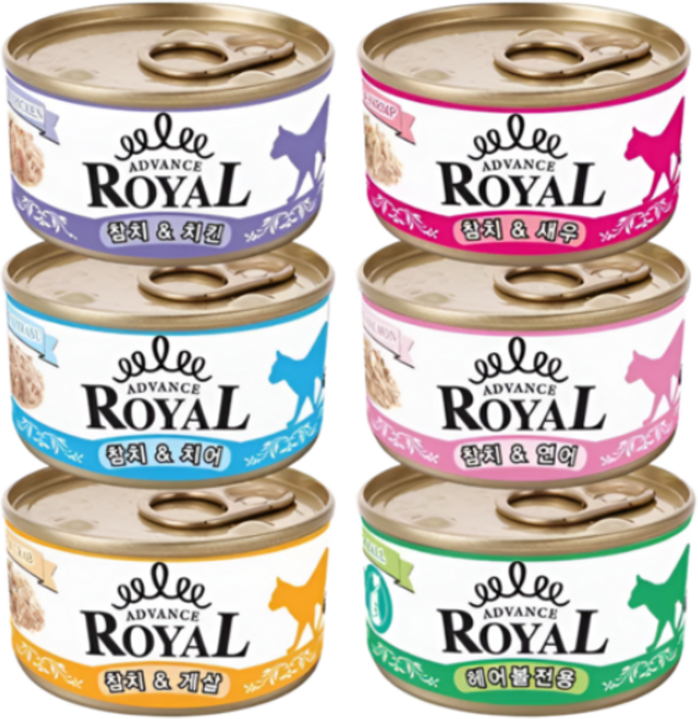 어드밴스 로얄 입 콤보 고양이 길냥이 습식 사료 캔 참치 간식, 24개, 85g