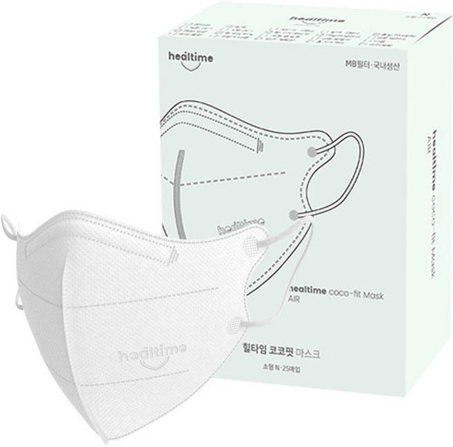 힐타임 코코핏 KF94 컬러 마스크 소형N 새부리형 숨쉬기편한, 25매입, 1개, 화이트