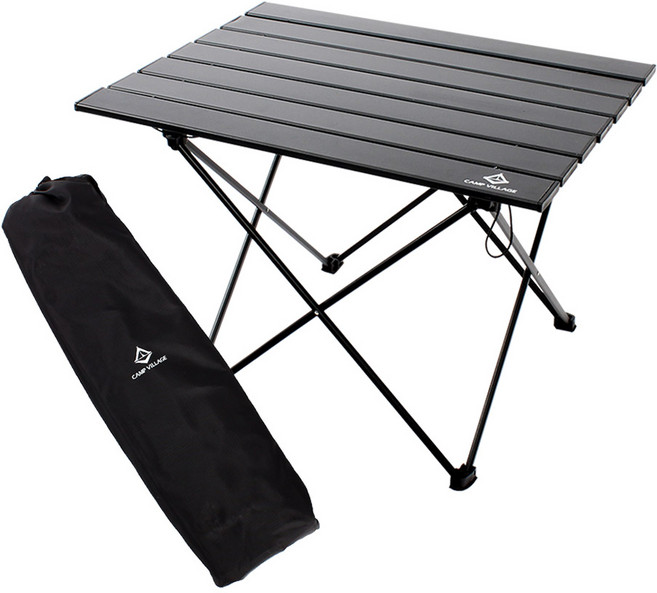 캠핑 초경량 알루미늄 접이식 롤테이블, 블랙