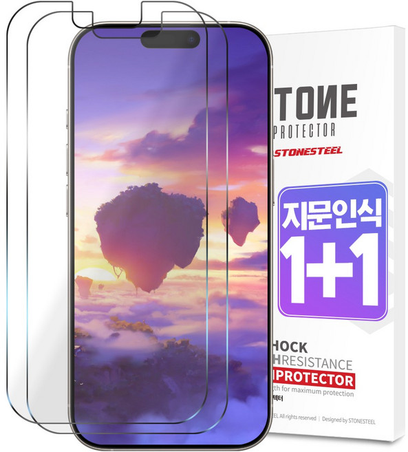 STONESTEEL 아이폰 슬림터치 국산 평면 PET 휴대폰 액정보호필름, 2개