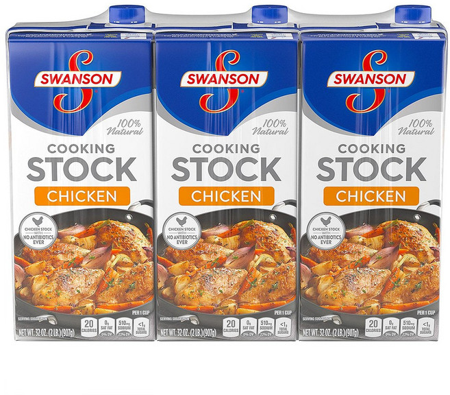 Swanson Chicken Broth 스완슨 치킨 수프 32oz(907g) 3팩, 1개, 1g