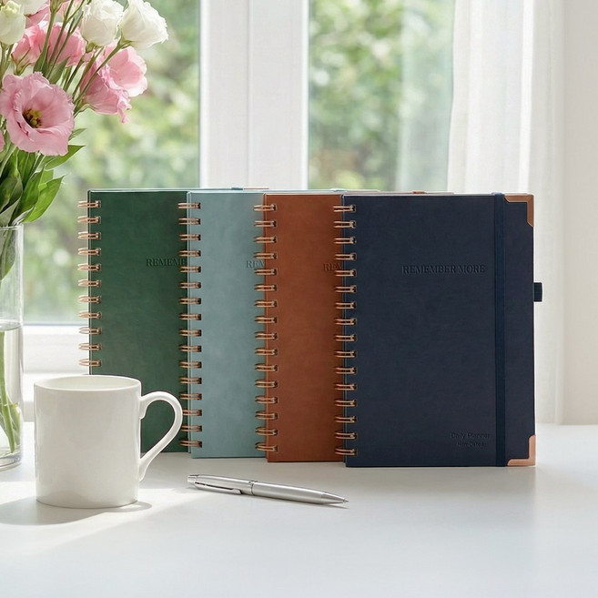 비오파파 만년 데일리 업무용 가죽 스프링 수첩 다이어리, 1개, 브라운