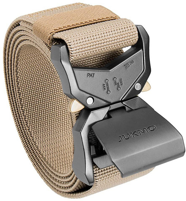 JUKMO 전술 벨트 밀리터리 하이킹 리거 3.8cm(1.5인치) 나일론 웹 작업 벨트 튼튼한 퀵 릴리즈 버클 포함 커피. Small-for Waist 30\"-36\" (