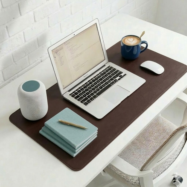 가죽 데스크 장패드 대형 마우스패드 책상 와이드 패드, 4.다크브라운