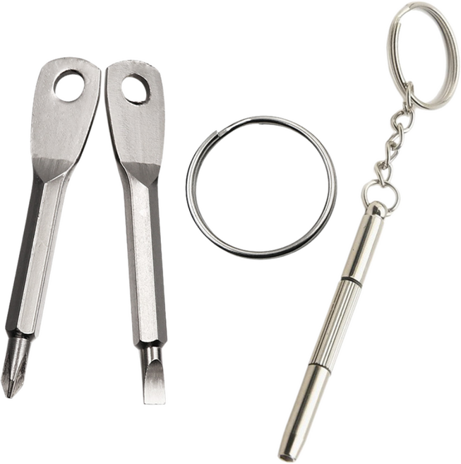 열쇠고리 휴대용 십자 일자 소형 안경 드라이버 키링, 1세트