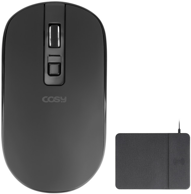 코시 무선 충전 패드 + 마우스 세트, MPM4007WL, 블랙