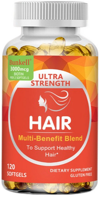 프리미엄 헤어 케어 캡슐 - 비오틴 케라틴 비타민D 함유 두피&모발 영양 포뮬러, 1개, 60회분