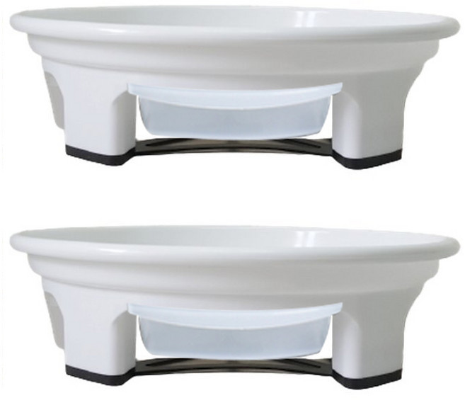 모두다 내경 18.5cm 원형 서랍식 화분받침대, 2개, 백색