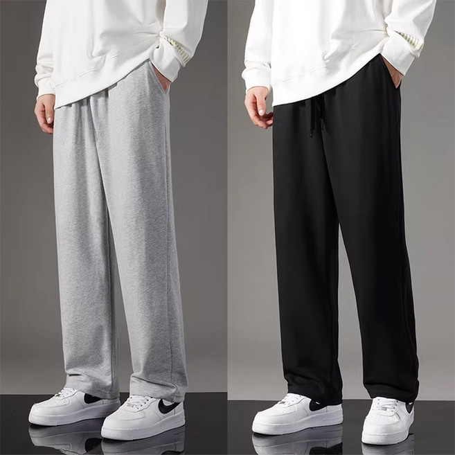 남여공용 고급 면 사계절 빅사이즈 일자 츄리닝 바지 2장세트