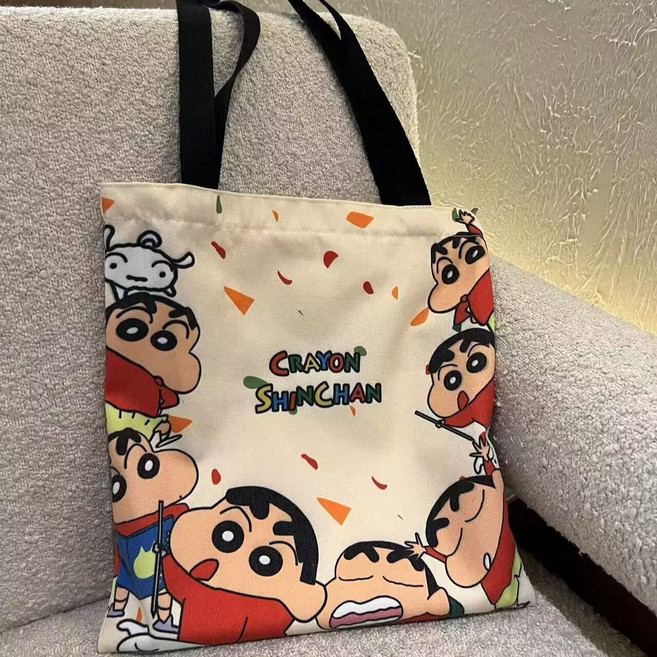 짱구 큐티 캔버스백 여자 도톰하고 대용량 토트백 학생 통근 숄더 토트 가방 K264