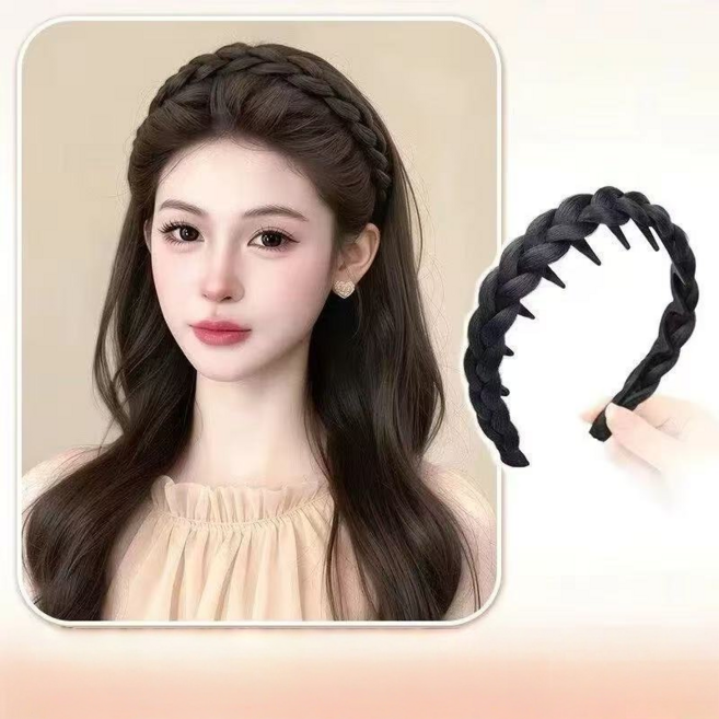 깔끔한 디자인 꽈배기 머리띠 땋은 벼머리 얇은 가발 헤어밴드