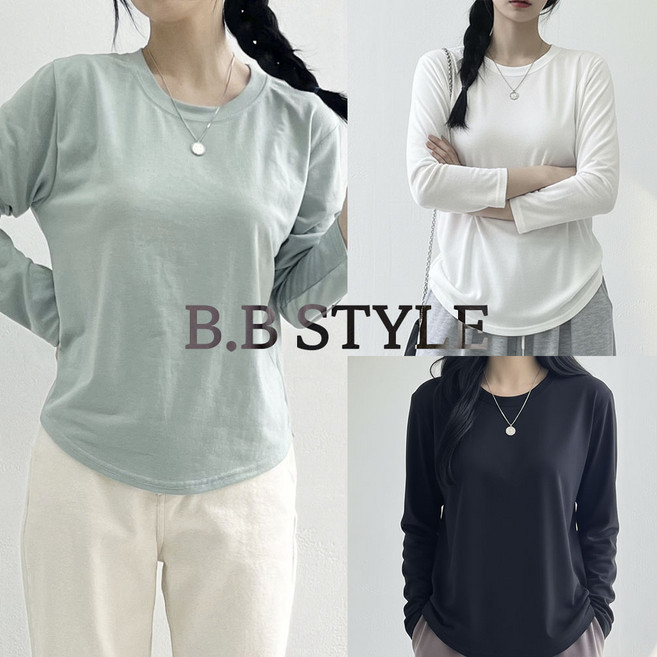 66-100 미친 신축성 빅사이즈 긴팔티 얇은 기본티 무지 티셔츠 3XL / 쏘아티