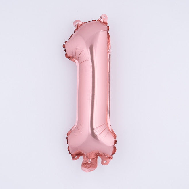 아트포유 은박 파티 숫자풍선 소형 40cm, 1개, 핑크 골드 1