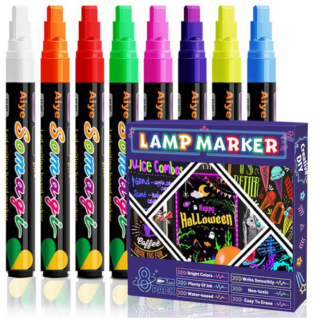 앙플러스 오래쓰는 블랙 보드 마카 펜, 8개입, 혼합색상