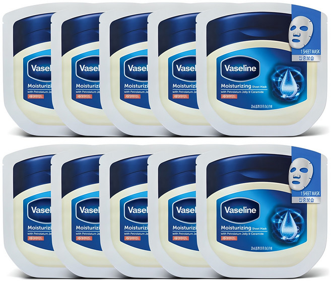 바세린 보습 시트 마스크, 1개입, 10개