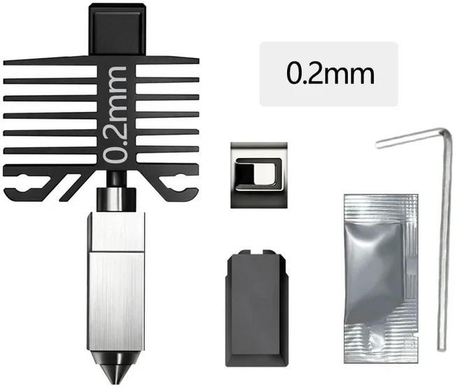 Bambu Lab 엔드 노즐 포함 P1S P1P X1C X1 카본 3D 프린터 경화강 통합 디자인 소재 누출 방지, 09 0.2mm