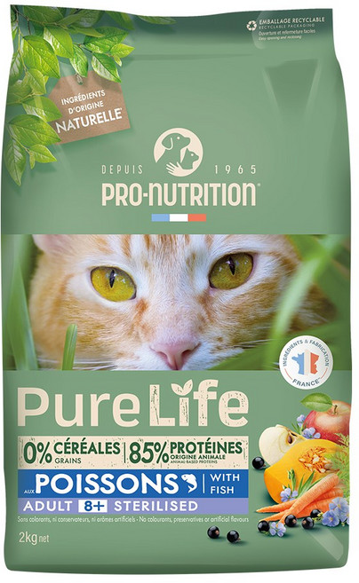 PN 퓨어라이프 캣 시니어 8+ 그레인프리 노령 관절 신장케어 고양이사료, 1개, 2kg, 흰살생선