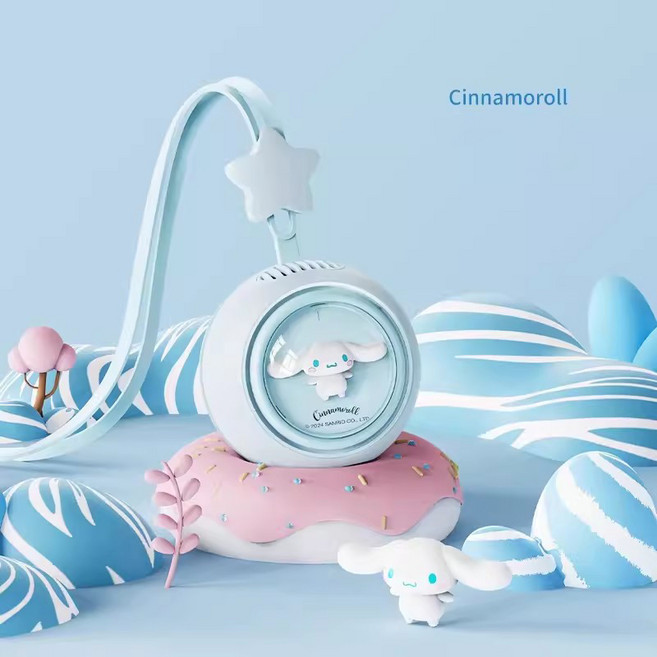 산리오 라이선스 무소음 미니 휴대용 쿨링 무지 사나모롤 목걸이 선풍기 +Integrated International Trade Co. Ltd 머리핀, Cinnamoroll
