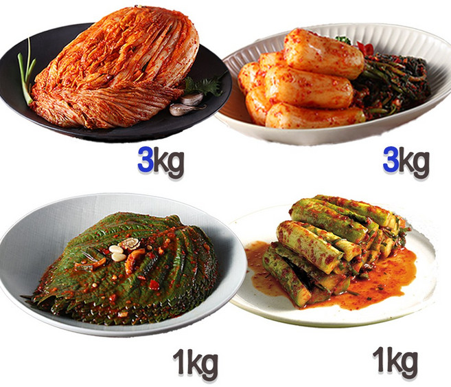 찬우물 신선김치세트 8kg (포기김치 3Kg + 총각김치 3kg + 깻잎김치 1kg + 오이소박이 1kg)