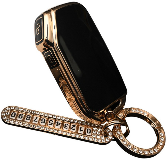 기아 스포티지 K5 K3 K7 카니발 쏘렌토 EV7 호환 TPU 스마트키 차키케이스 키홀더 번호판 큐빅 키링, 2버튼 TA96_KH03, 블랙