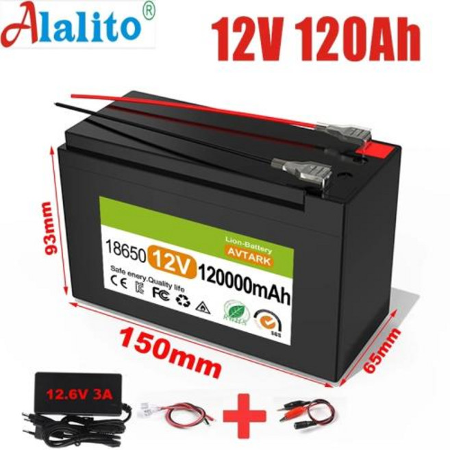 태양광 보트용 리튬 다리미 인산염 배터리 내장 BMS 12.6V 충전기 12V 40Ah 50Ah 100Ah 120Ah 신제품, 40000mAh Battery, 2)40000mAh Battery