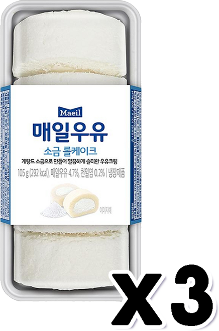 매일우유 소금롤케이크, 3개, 105g