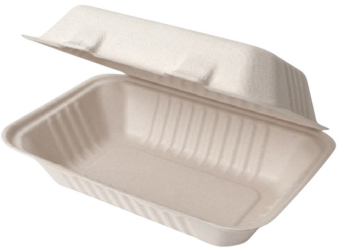 아이엠그리너 친환경 일회용 밀짚 펄프 일체형 배달 용기 내추럴 850ml, 1개, 50개입