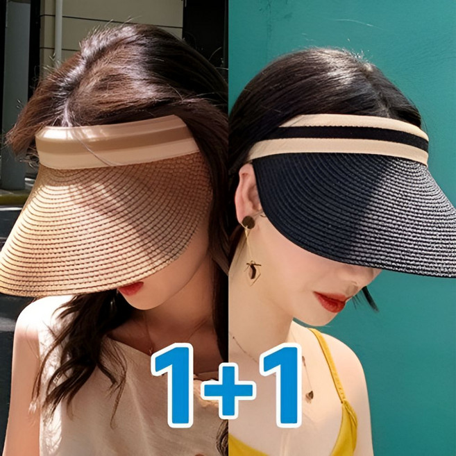 디어제이 1+1 밀짚 썬캡 라탄 모자 햇빛 차단 가리개