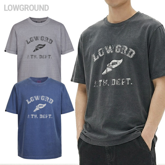 로우그라운드 피그먼트 아카이브날개 남자 반팔티셔츠 세미 오버핏 M~4XL 빅사이즈