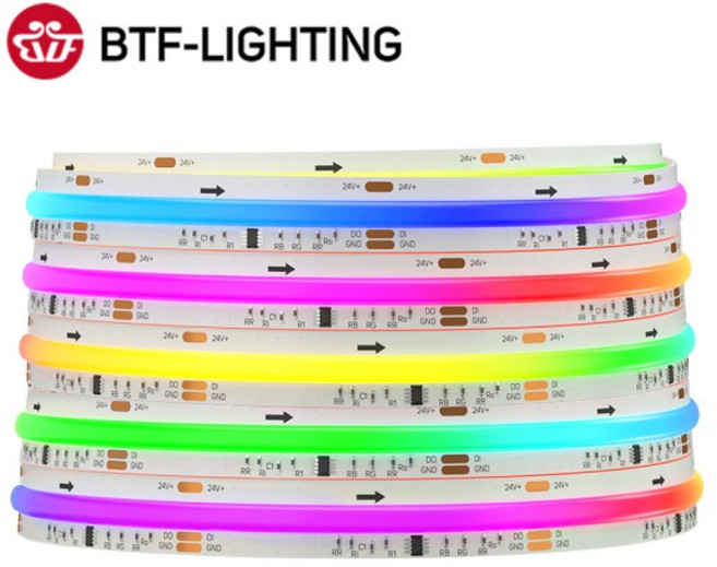 FCOB SPI RGB IC LED 라이트 스트립 WS2811 주소 지정 720 630 드림 컬러 DC12V 24V 고탄성 조명 RA90, DC24V 720 White PCB, 1m