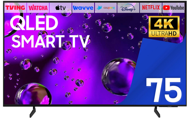 삼성 TV 75Q7F 25년형 QLED 4K 189cm(75인치) LED 스마트 티비 유튜브 넷플릭스 디즈니 미러링, 고객직접설치, 스탠드형, 75형