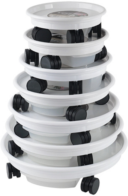 국산 이동식 바퀴달린 원형 화분받침 물받침 화이트 3호 4호 5호 6호 7호 8호 9호 중 택1, 1개, 백색