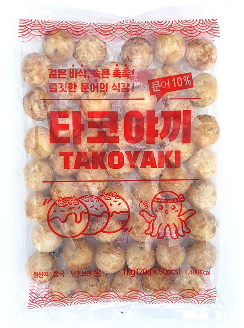 지엔씨푸드 냉동 타코야끼 1kg 10%함유 문어볼 문어빵 타코야키, 1개