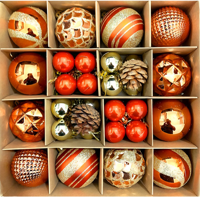 오블릿 프리미엄 크리스마스 트리 종합 볼장식 42PCS 세트 3컬러옵션, 볼장식 오너먼트 종합세트 골드솔방울