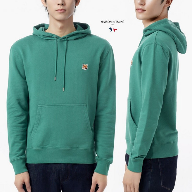 메종키츠네 FOX HEAD 패치 레귤러 코튼 후드티 P373