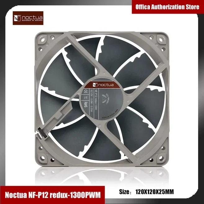 Noctua NF-P12 Redux-1300 지능형 온도 제어 무음 팬 냉각 CPU 섀시 팬 SSO2 베어링 1700 PWM 12CM 4, 01 NF-P12 redux-1300PWM