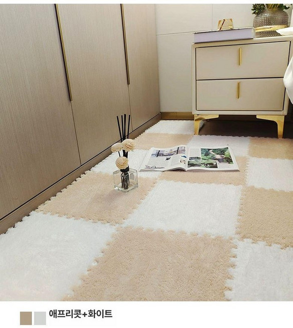 퍼즐털매트 겨울러그 층간소음매트 층간소음 카페트 가정용, 1개, 화이트 5개+살구색 5개