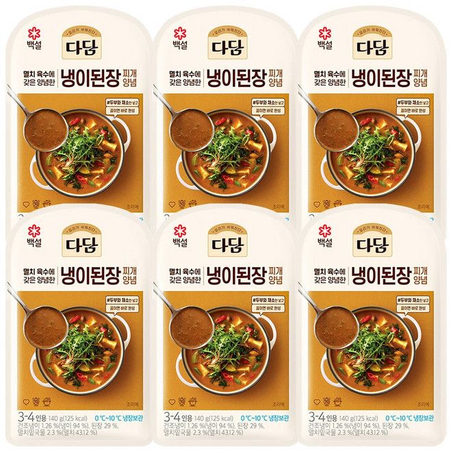 CJ 다담 냉이된장찌개 양념, 140g, 6개