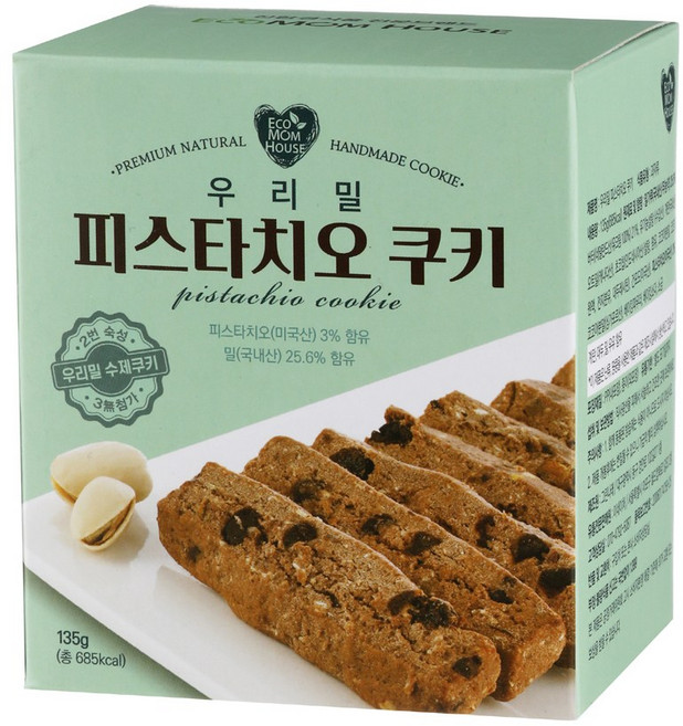 에코맘하우스 우리밀 피스타치오쿠키 수제쿠키, 1개, 135g