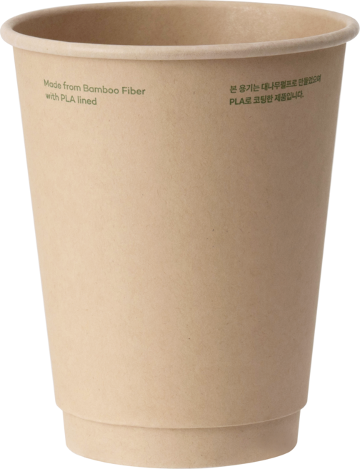 이중 대나무종이컵 16oz 대나무 종이컵 PLA 코팅 490mL 그란데 사이즈 종이컵 뚜껑별도, 25개, 1개입