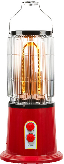 한빛 국산 나노카본 원통형 전기난로 히터 타이머 HV-2004T, 레드