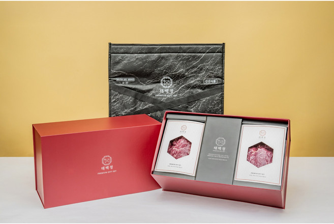 [태백정육점] 1+등급 실속 숙성 한우 선물세트 1호 꽃등심 불고기 국거리 고급지함박스+보냉가방포장 1.2kg, 1세트