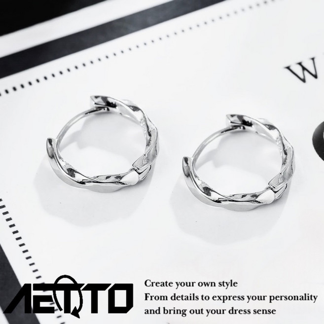 AETTO 莫比烏斯耳環 精緻醫療鋼耳環 黑銀雙色 男女適用