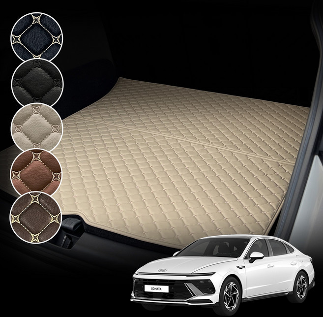 소나타 디 엣지 전용 컨셉토 가죽 퀼팅 트렁크매트, LPI(LPG), 블랙+블랙스티치