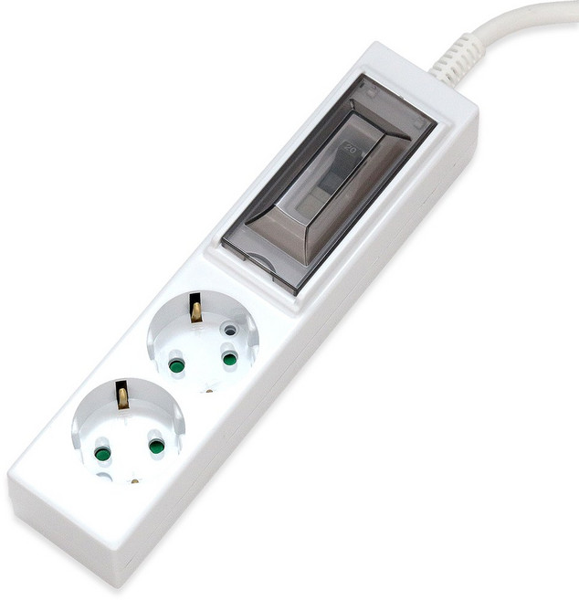 국산 고용량 배선 멀티탭 2구 3M 4000W 16A 배선 누전 냉난방기 에어컨 과부하 차단, 1개, 흰색