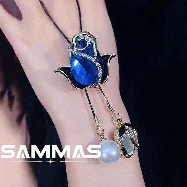 SAMMAS 貓眼石項錬 質感鬱金香抽拉項錬 可調節蛇骨錬 鈦鋼項錬 正韓百搭輕奢項鍊